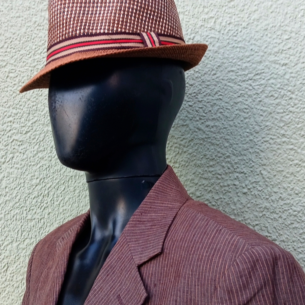 Jeff Banks Men's Pure Linen Brown Pinstripe Luxe Blazer